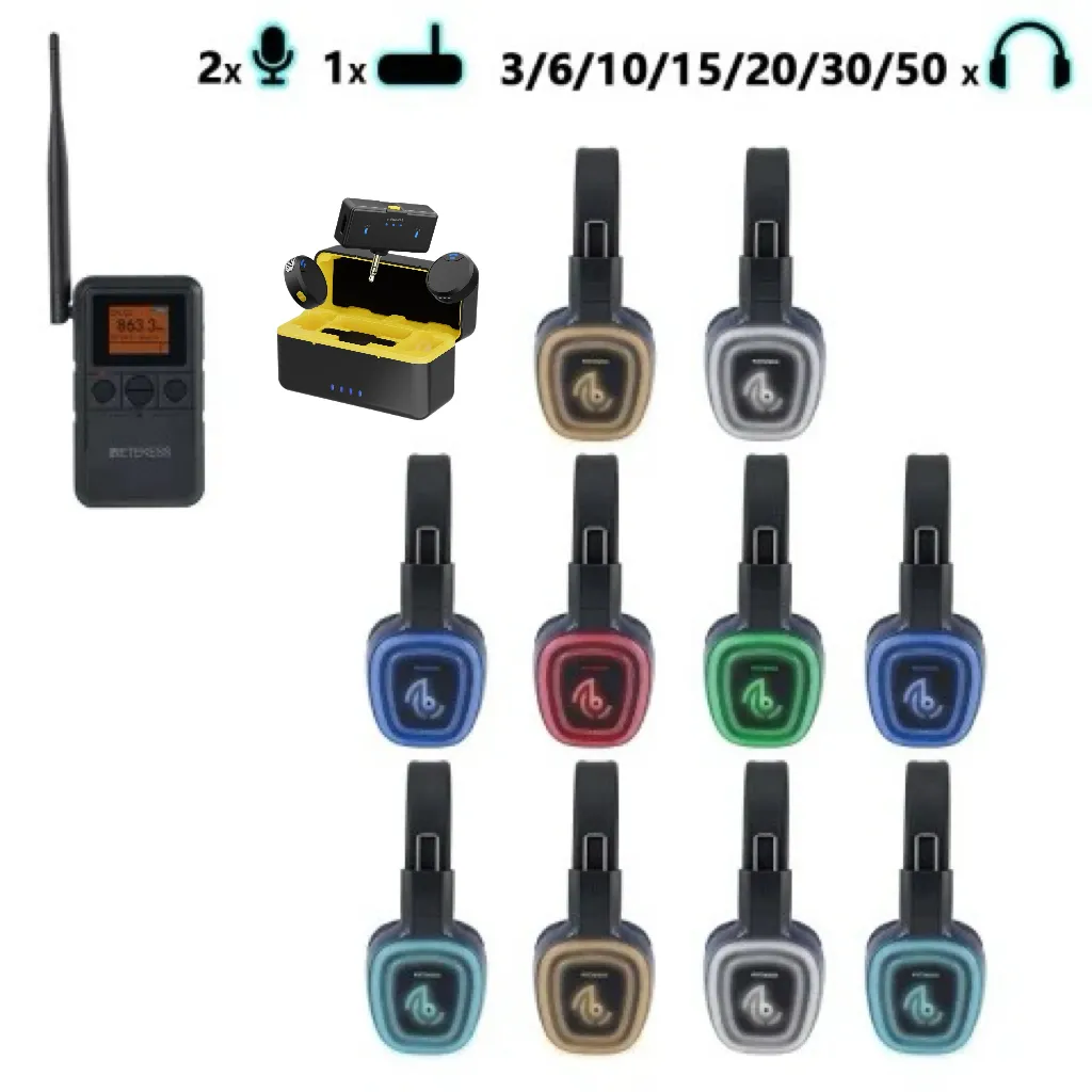 Yoga, Meditation & Sound Healing – TA003P TA004S Portable Silent Headphone, 6-Channel with Back-clip & Handheld, Swappable Battery, Bluetooth, Bass Boost