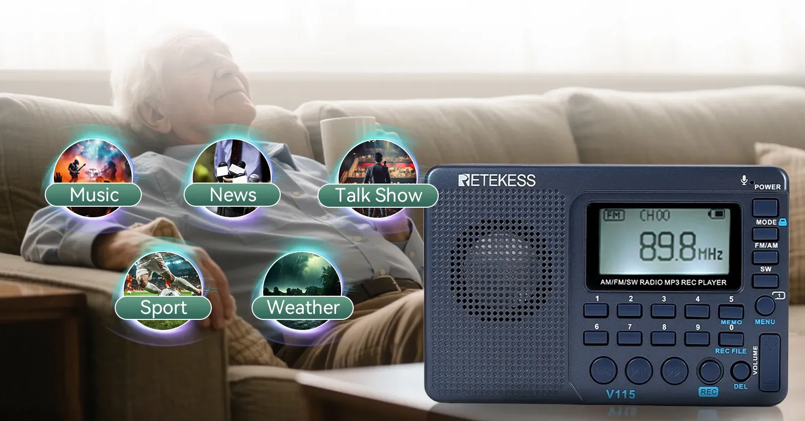 V115 radio for music news talk show sport and weather