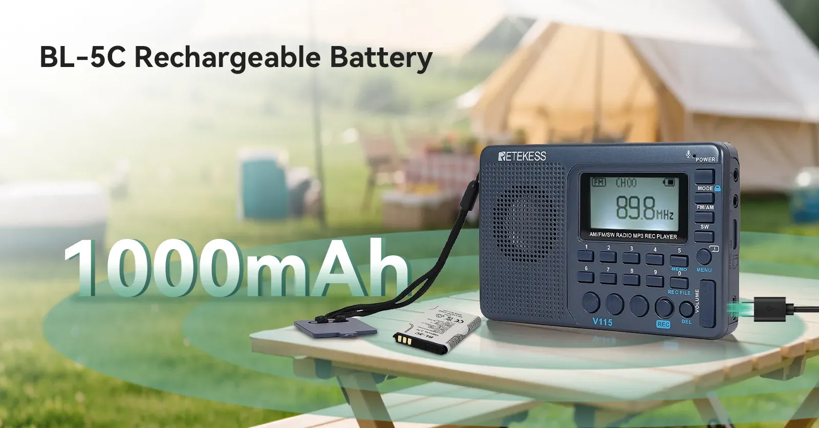 V115 BL-5C rechargeable battery 1000mAh