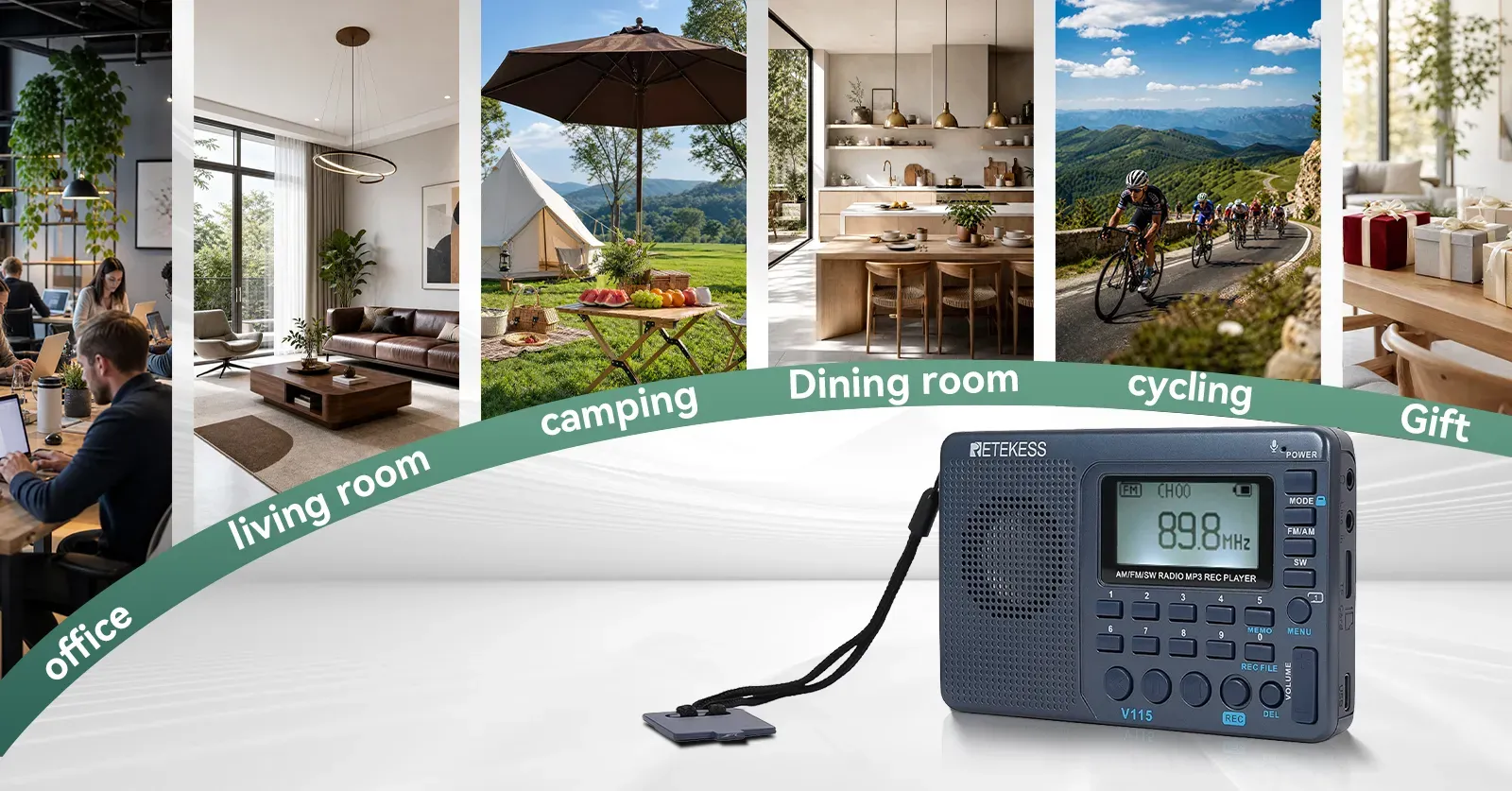 V115 portable radio for office living room camping dining room cycling and gift