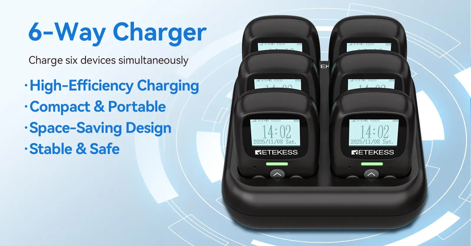 6-way charging base for TD114 receivers