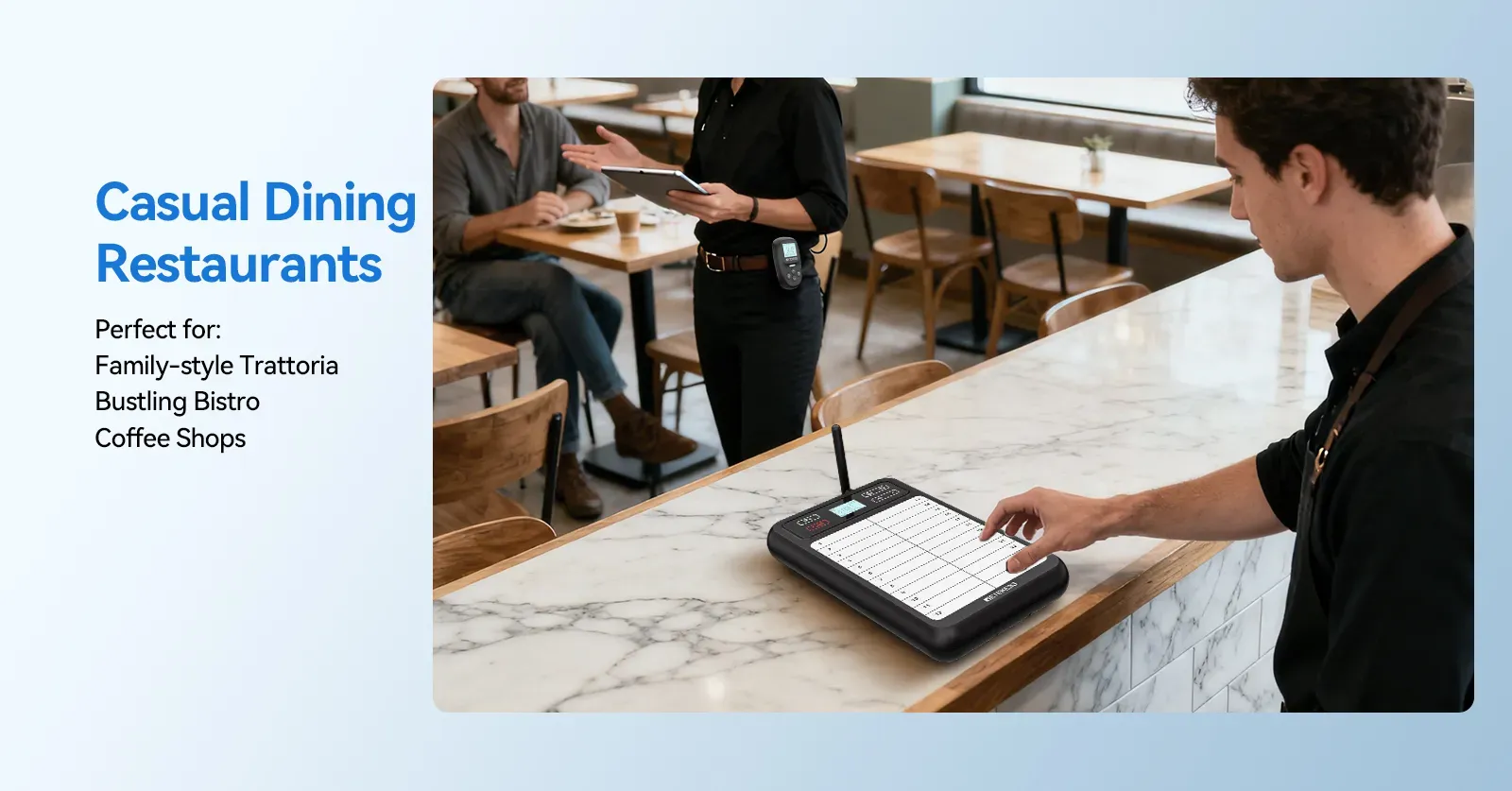 Paging system for casual dining restaurants