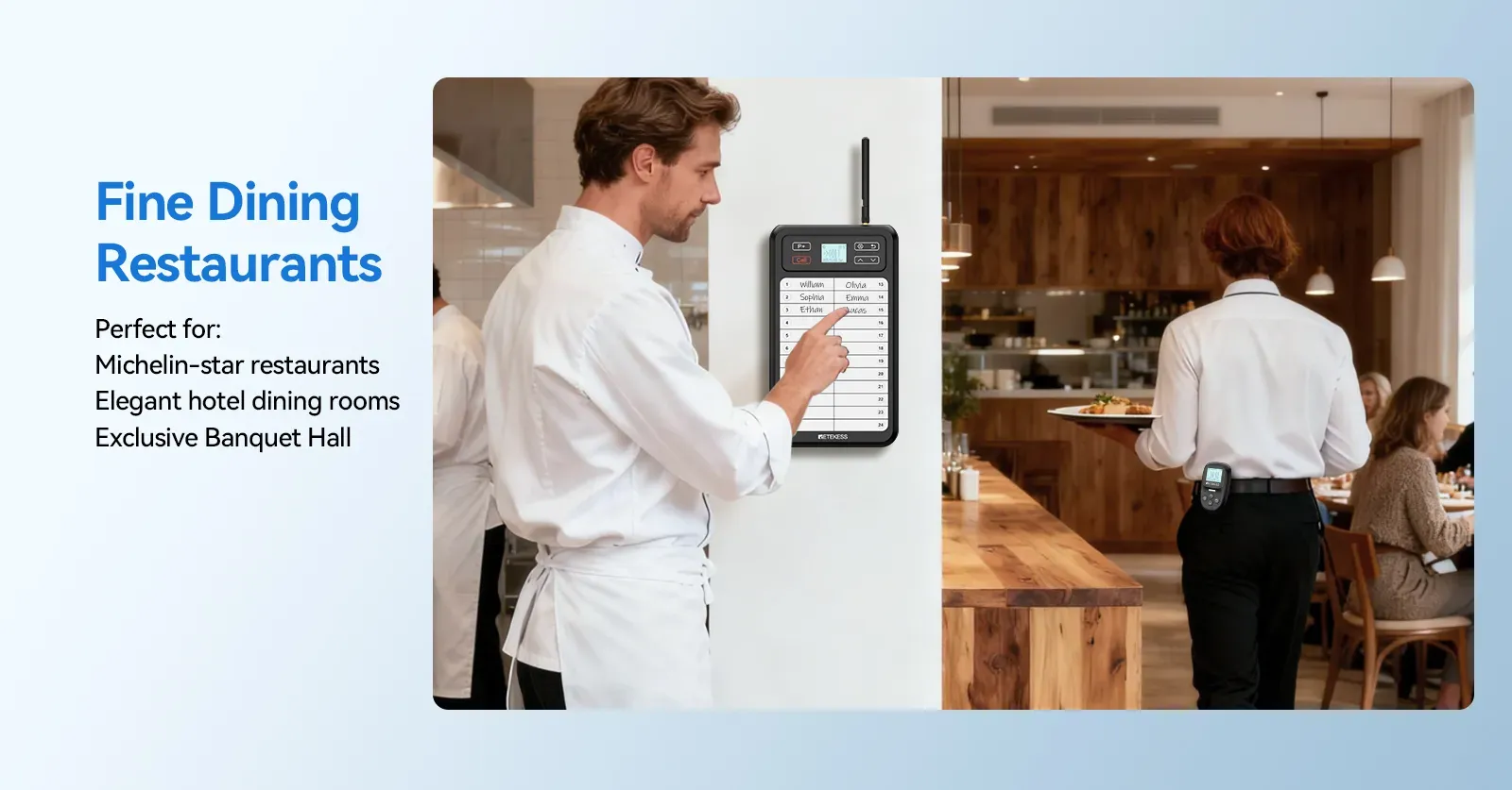 Paging system for fine dining restaurants