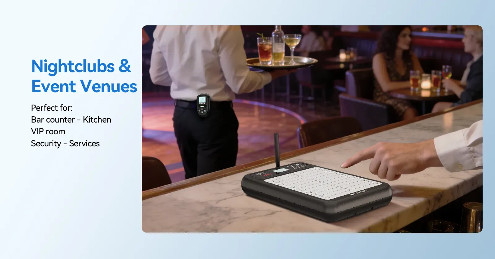 Paging system for nightclubs and event venues
