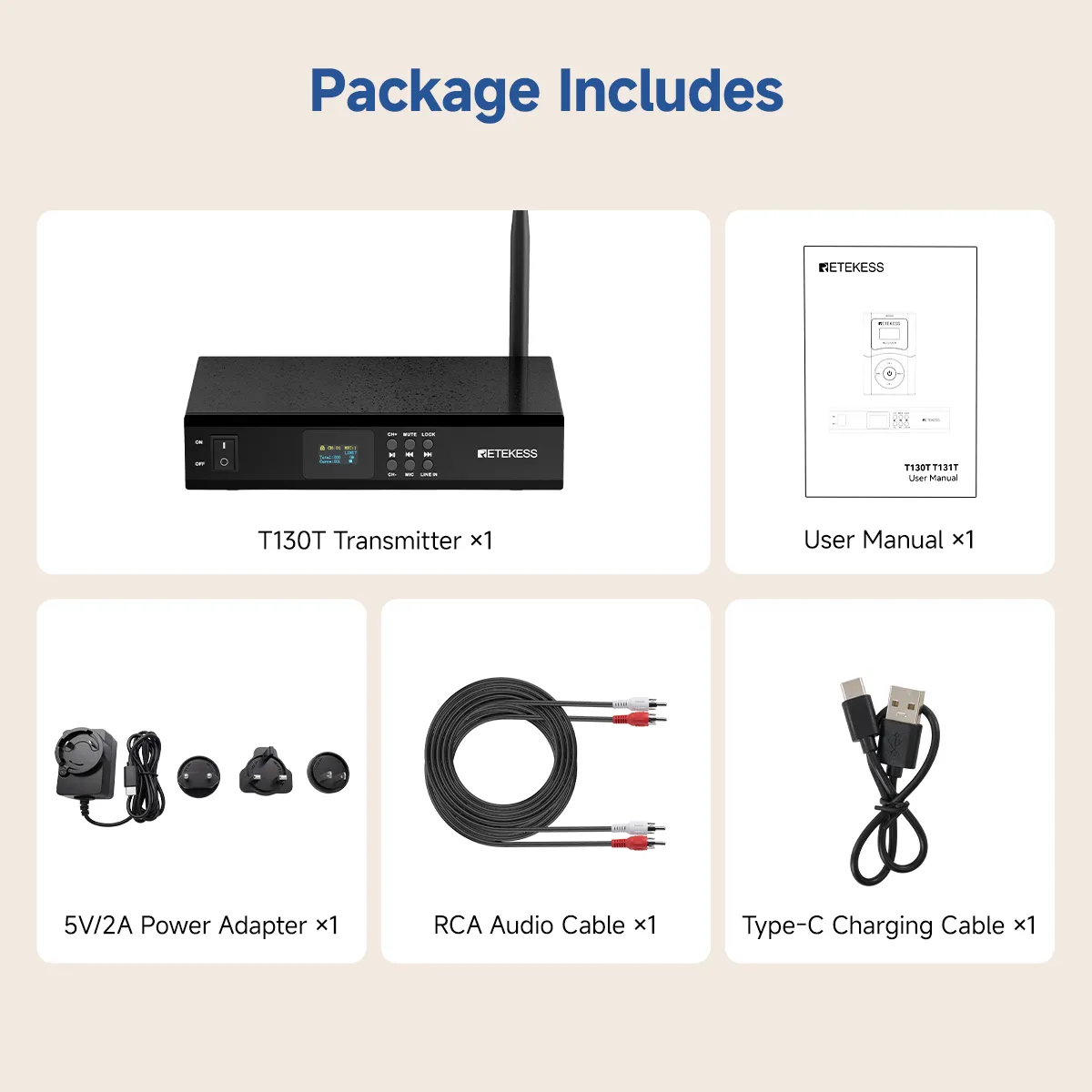 T130T Noise-Cancelling UHF Wireless Simultaneous Interpretation Transmitter