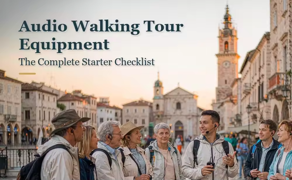 What equipment do you need for an audio walking tour?