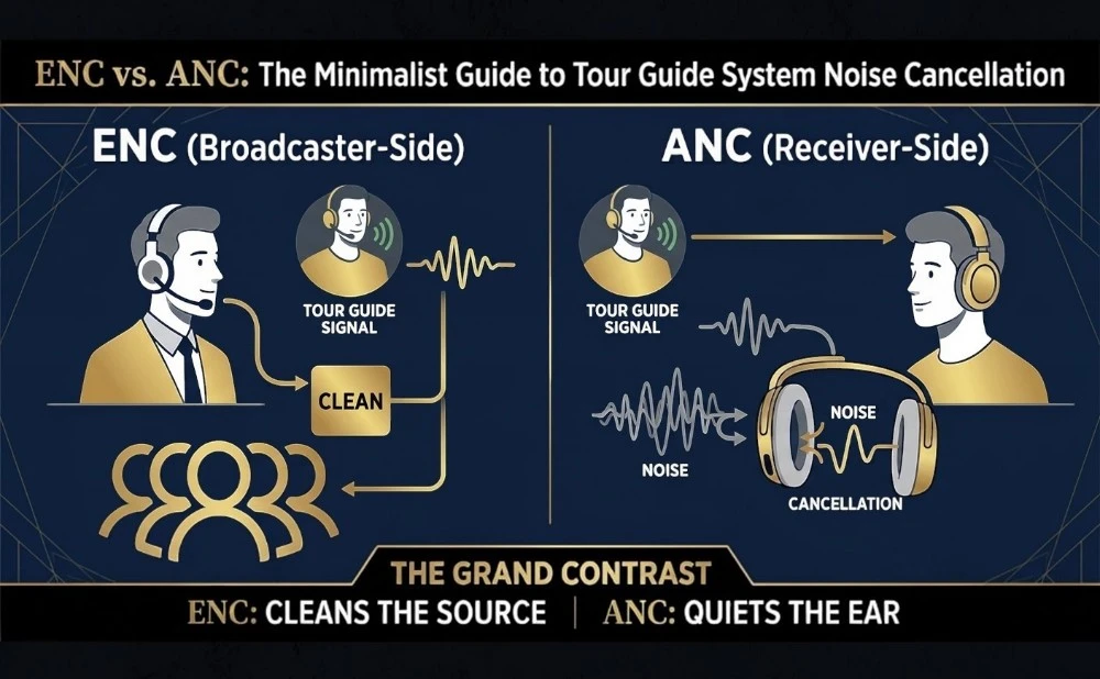 ENC vs. ANC: What Noise Cancellation Actually Does on a Tour Guide Headset