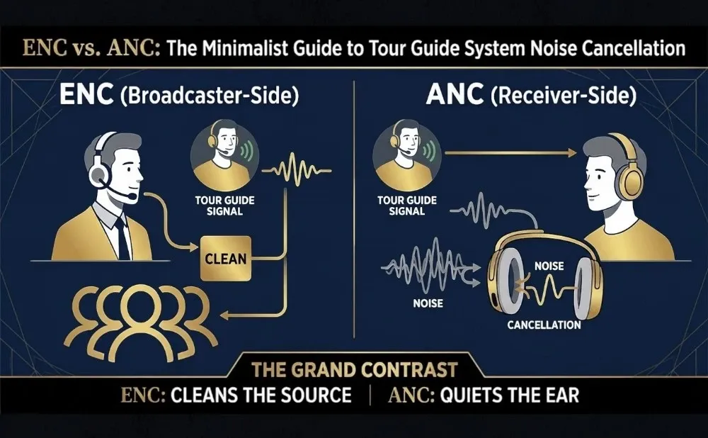 ENC vs. ANC: What Noise Cancellation Actually Does on a Tour Guide Headset